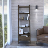 Oslo Ladder Bookcase, Four Legs, One Drawer, Five Open Shelves -Dark Walnut B20091974