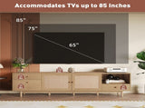 Boho TV Stand for 65, 75, 85 Inch TV, Entertainment Center with Open Storage and Drawers, Modern N710P339452P