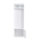 ON-TREND Minimalist Slim Hall Tree Cabinet & 6 Hanging Hooks, Multi-functional Storage Bench 03416397