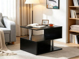 20" Modern S-Shaped End Table with Storage Shelf & Steel Poles Sleek Black Accent Side Table for 22517581