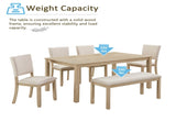 6 Piece Dining Table Set with Bench, Wooden Rectangular Kitchen Table Set with Bench and 4 16237770