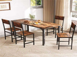 4 PCS Industrial Dining Chairs, 330LBS Capacity Metal Frame Kitchen Side Chairs, Rustic Brown 73246586