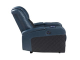 Alair Blue & Black Leather Aire Power Motion Recliner W/Bluetooth, Wireless Charger & Cupholder B2726P321025
