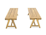 Outdoor Dining Benches , Contemporary Acacia Wood Patio Bench with Teak Finish N770P358871T