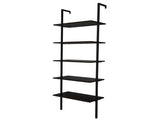 5-Layer Wall-Mounted Density Board Iron Frame Display Rack 23.62*11.81*70.87in Black Walnut Wood 13415907