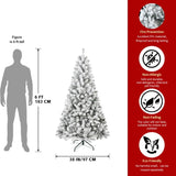 Artificial 6ft Flocked Christmas Tree with 678 PVC Branch Tips, Round head, Foldable Base for Indoor 25991989