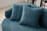 Blue Mid Century Modern Curved Sofa, 3 Seat Cloud couch Boucle sofa Fabric Couch for Living Room, W87679951
