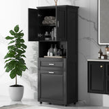 Tall Bathroom Cabinet with Laundry Basket, Large Space Tilt-Out Laundry Hamper and Upper WF323481AAB