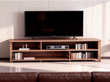 Dark Brown Particle Board TV Stand, 70.07"15.75"24.4" Double Layer Entertainment Center with Open 05126752