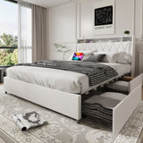 Full Size Frame with Ergonomic Headboard, Full Platform Frame with Outlets & Charger, Full W3107P262750