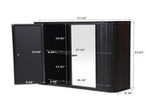 Black Wall-Mounted Bathroom Cabinet with Mirror, 2 Mirrored Doors & Open Shelf, Farmhouse Metal W3122P272846