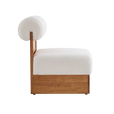 Modern Boucle Lounge Chair with Solid Wood Frame and Rolled Backrest, Soft and Durable Boucle N767P256409B