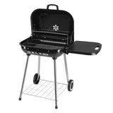 ZNTS 28" Portable Charcoal Grill with Wheels and Foldable Side Shelf, Large BBQ Smoker with Adjustable 33449363