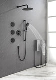 Shower System with Shower Head, Hand Shower, Slide Bar, Bodysprays, Shower Arm, Hose, Valve Trim, TH-68111-MB