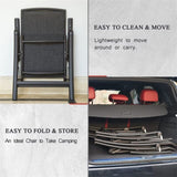 Folding Patio Chairs Set of 2, Aluminium Frame Reclining Sling Lawn Chairs with Adjustable High W1859109923