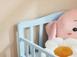 Blue painted pine wood toddler bed with side rails, 135*75*62.5cm, single layer bed for children 23050956