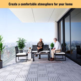 20 PCS Interlocking Deck Tiles Striped Pattern, 12" x 12" Square Light Gray Acacia Hardwood Outdoor W2391P276694