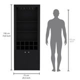 Nero 74-Inch Tall Bar Cabinet 4-Tier Modern Bar Cabinet with Glass Holder Stemware Rack, Wine B070P188833