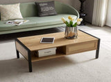 40.16" Rattan Coffee table, sliding door for storage, metal legs, Modern table for living room , W1265121739
