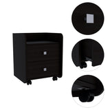 Aura Nightstand , End Table, Side Table Metal Handle, Two Drawers, Superior Top -Black B20091894
