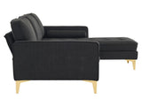 218*141*87cm Burlap Diamond Electroplated Gold Trident Legs Three Seats With Footstool Indoor 68589362