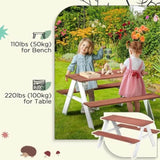 Wooden outdoor children's picnic table - Brown 90630593