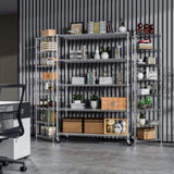 ZNTS 5 Tier 6000lbs Heavy Duty Adjustable Storage Rack Metal Shelf Wire Shelving Unit with Wheels & Shelf W155083057