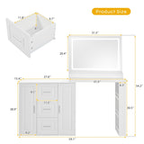 59" Makeup Vanity Desk with Mirror, Vanity Mirror with Lights, Dressing Table with 3 Drawers and 2 N704P263504K