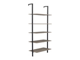 5-Shelf Wood Ladder Bookcase with Metal Frame, Industrial 5-Tier Modern Ladder Shelf Wood 77969360