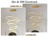 Modern 5 Rings Chandelier with Remote Control, Dimmable LED Chandelier with 3 Color Temperature, W5008P541398