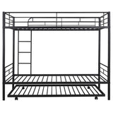 ZNTS Twin-Over-Twin Metal Bunk Bed With Trundle,Can be Divided into two beds,No Box Spring needed ,Black 57622186