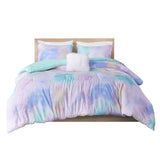 King/Cal King Watercolor Tie Dye Printed Comforter Set with Throw Pillow B035129809