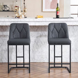 Set of 2,Modern Upholstered Bar Stool with Button-Tufted Backrest, Counter Height Chair with Sturdy W1901P225272