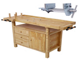 Wood Workbench - Wooden Workbench for Garage Workshop and Home, with Rapid Action Woodworking Vise 7 59267549