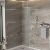 Dual Shower Head - 12 Inch Ceiling Mount Square Shower System with Rough-in Valve, Brushed Nickel W124357676