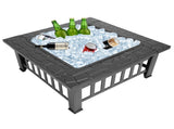 Portable Courtyard Metal Fire Pit with Accessories Black 52194990