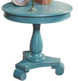Rene Round Wood Pedestal Side Table, Teal T2574P164764