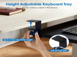 Adjustable Under Desk Keyboard Tray, Retractable Sliding Design, Carbon Steel Construction, 80022259