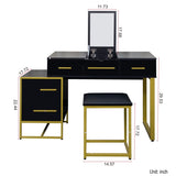 Makeup Vanity Set with Mirror , Dresser Table with Nightstand , with 4 Drawers W331P246721