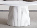 47 inch Round MDF Dining Table for 4, Modern Farmhouse Kitchen Table with Wood Strip Base, Marble 72506894