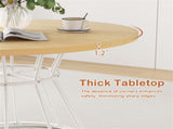 Natural 47" Round Dining Table , Family-Sized for 4-6 People, Hourglass Metal Base & Curved Tabletop 29145753