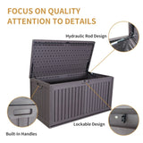 100 Gallon Resin Outdoor Deck Box Waterproof, Plastic Patio Box with Side Handles, Lockable W2556P211295