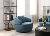 360&deg Swivel Mid Century Modern Curved Sofa, 1-Seat Cloud couch Boucle sofa Fabric Couch, Blue W87691482