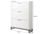 Barn door three-drawer cabinet with top panel shoe cabinet particleboard 80*24*145cm distressed 75533546
