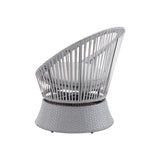 26.7" Modern Silver Wicker Lounge Chair with xianRattan and Iron Frame, Featuring a Stylish Round N767P237032G
