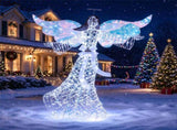 5.2 FT Pre-Lit Christmas Angel with Iridescent Robe & Wings, 230 Cold White LEDs, Metal Frame 35543106