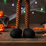2PCS Set Spooky Christmas Gnome Decor Standing Orange Fabric Figures with Black Gnome & Banner, 63182616