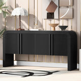 Striped Storage Cabinet with 4 Doors , Adjustable, Suitable for Study,Entrance and Living Room 00455216
