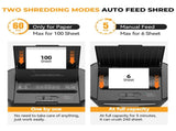 100 Sheet Auto Feed Paper Shredder P4 Security Level, 60Min Non Stop Commercial Shredder for Home 50177072