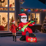 7.5FT Lighted Christmas Inflatable Decoration, Inflatable Black Santa Playing Electric Guitar, Funny 18659500